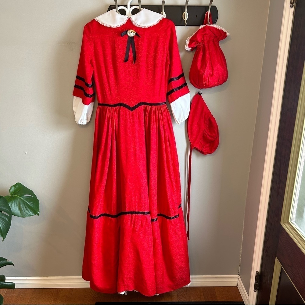 Vintage 80s Handmade Victorian Civil War Era Dress and Accessories Womens Size S - Picture 2 of 16